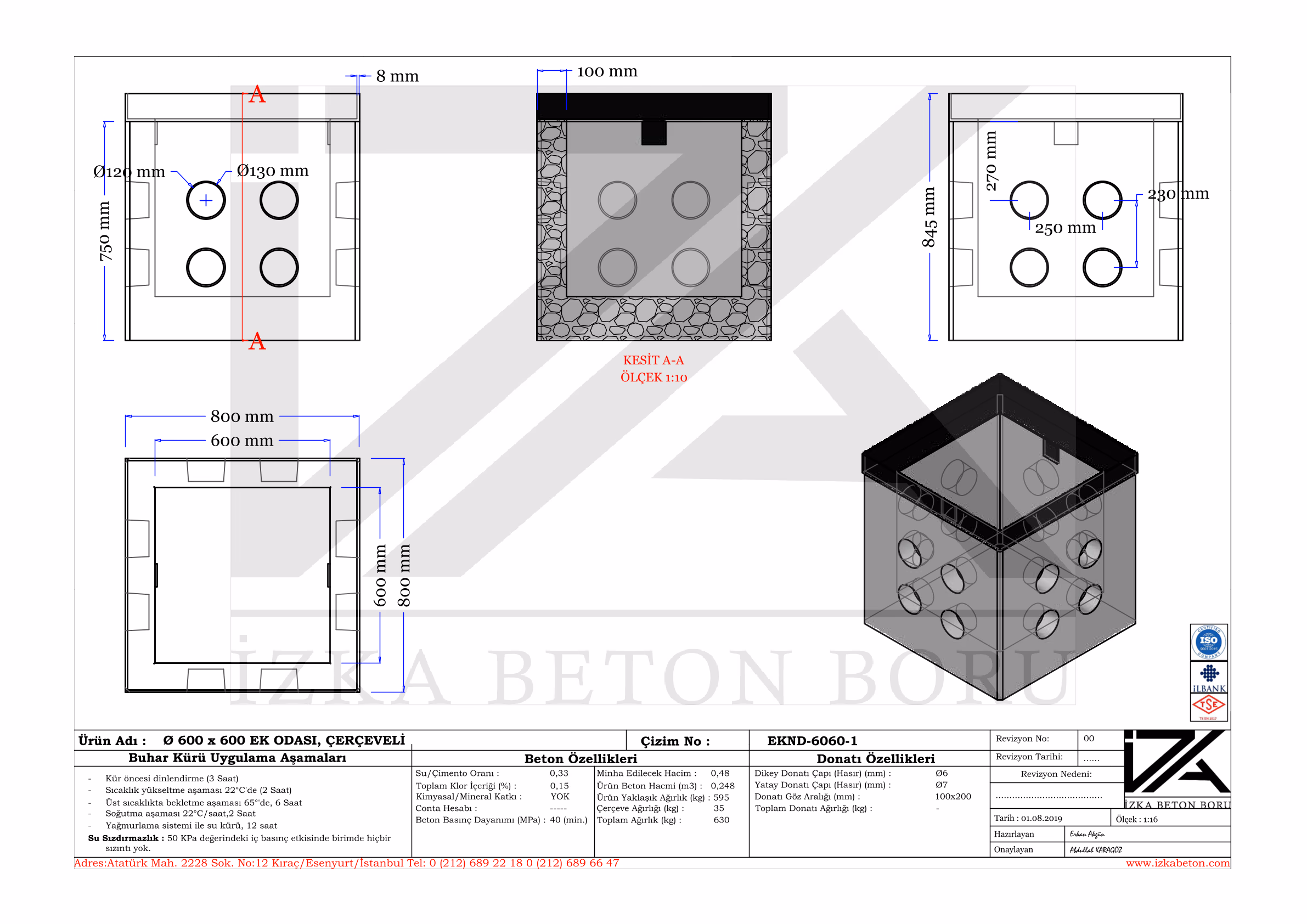 60X60 Fiberoptik Menhol Ek Oda Teknik Çizim