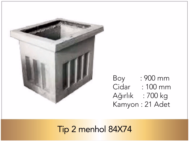 Tip 2 menhol 84X74 Teknik Çizim